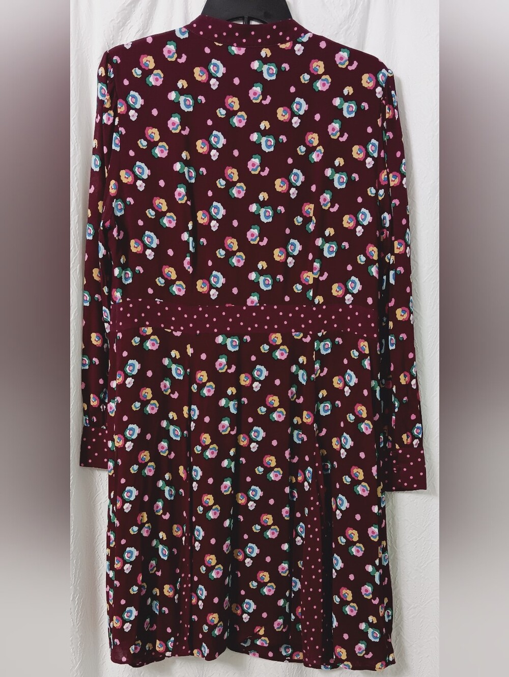 BODEN Women's Floral Burgundy Button-Front Dress Size 12 - Picture 5 of 16